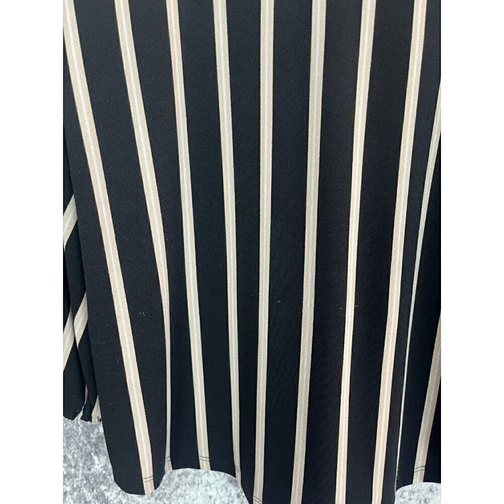 Adrianna Papell Shirt Womens Small Black Striped Yoke Office Sleek Mod Secretary